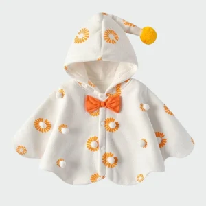 Poncho Fille Blanc Capuche