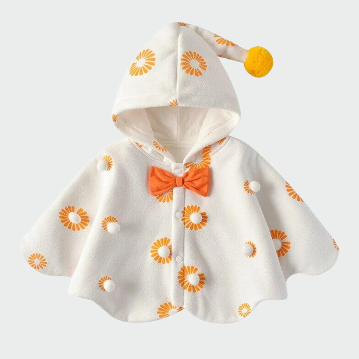 Poncho Fille Blanc Capuche – Image 2