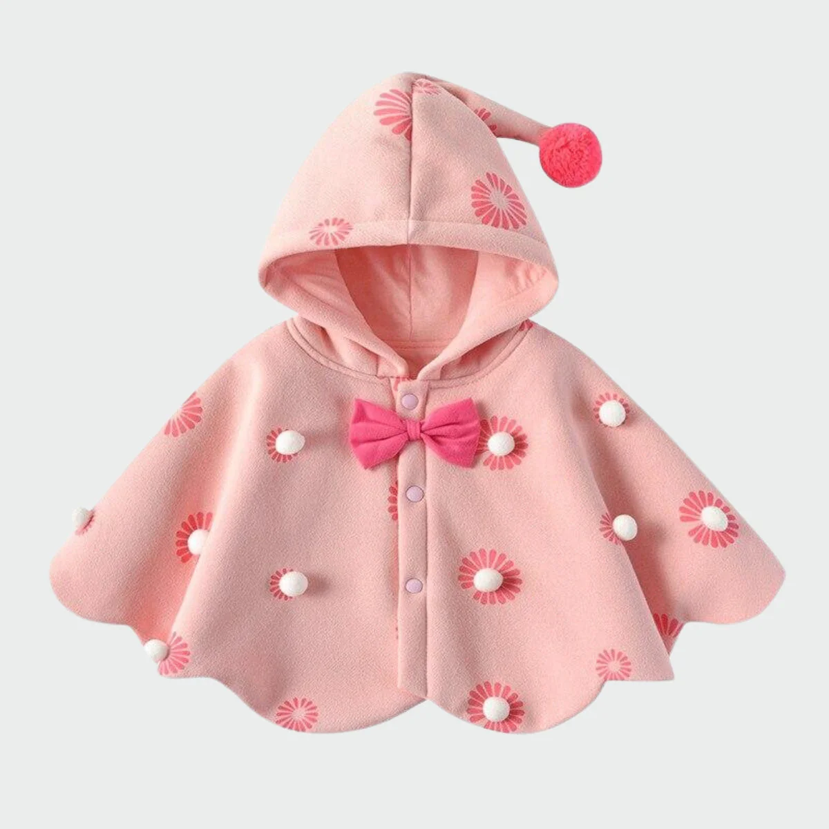 Poncho Fille Rose Capuche