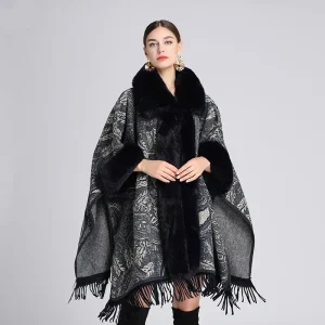 Poncho Fourrure Paisley