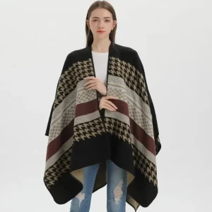 Poncho Hiver Géométrique Femme