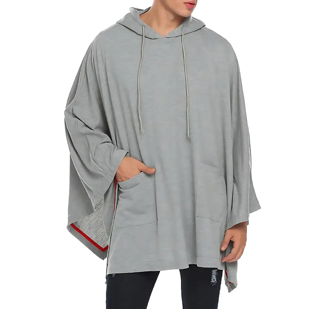 Poncho homme capuche noir – Image 9