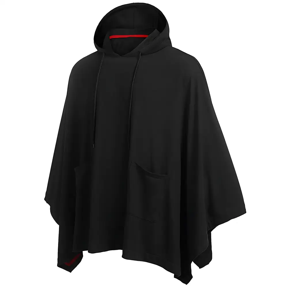 Poncho homme capuche noir – Image 5