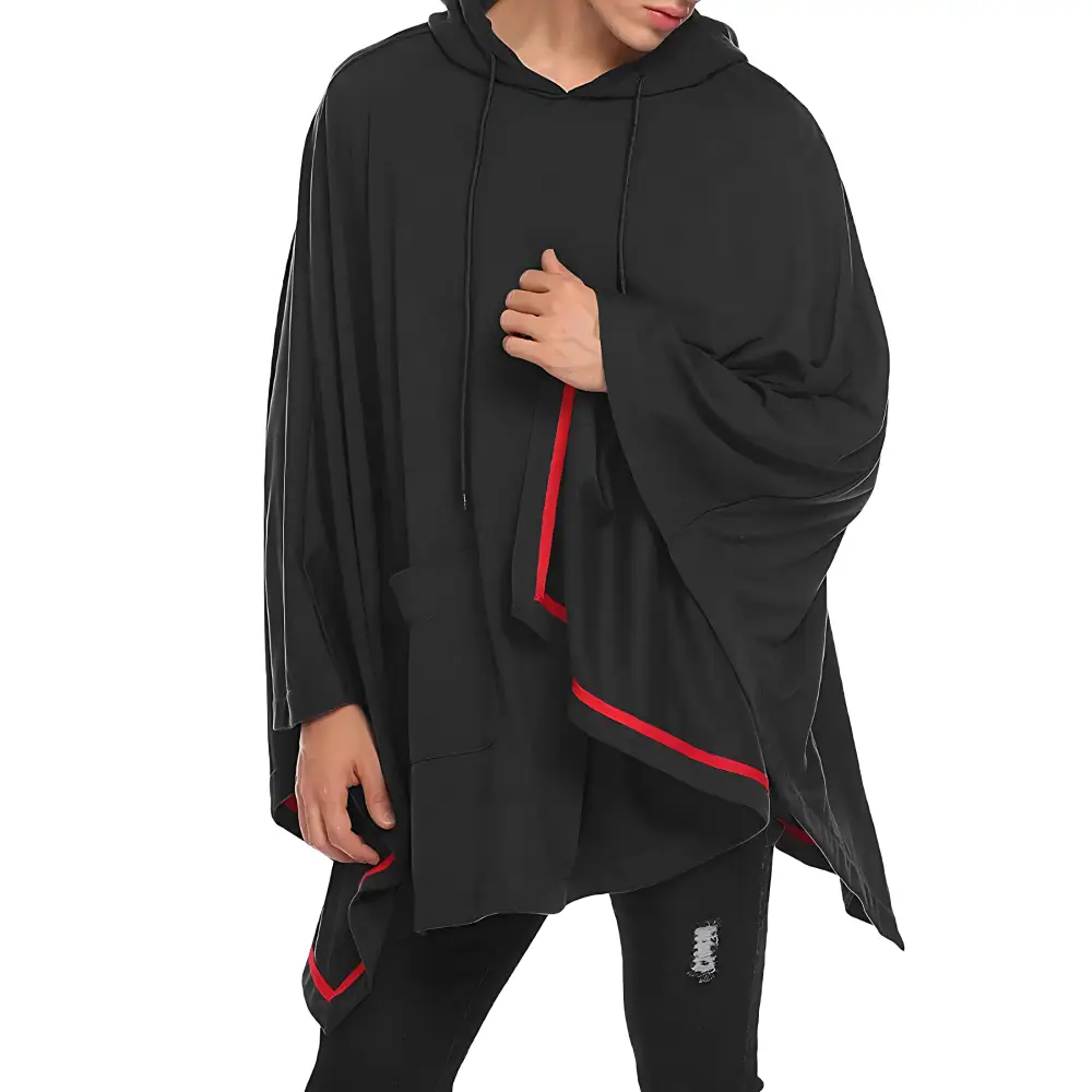 Poncho homme capuche noir – Image 4