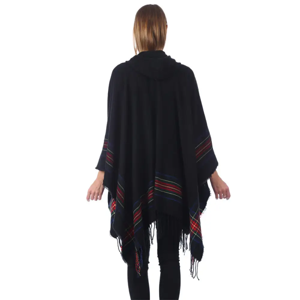 Poncho noir femme en cachemire – Image 6