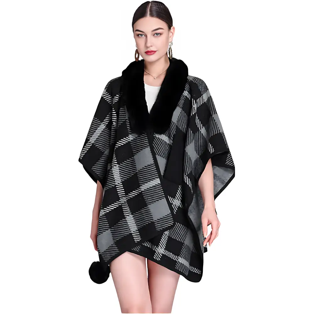 Poncho noir femme pas cher – Image 3