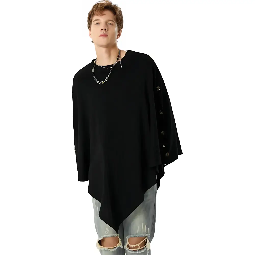 Poncho noir homme – Image 2
