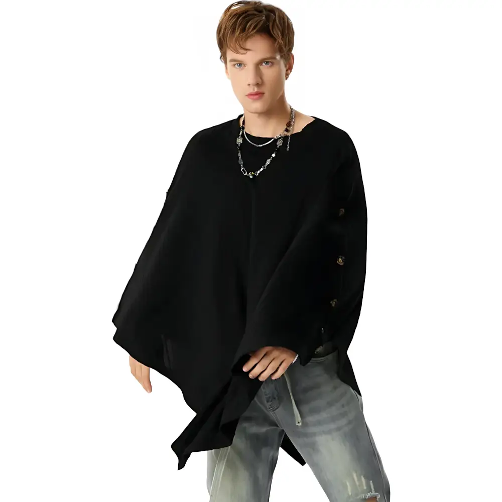 Poncho noir homme – Image 5