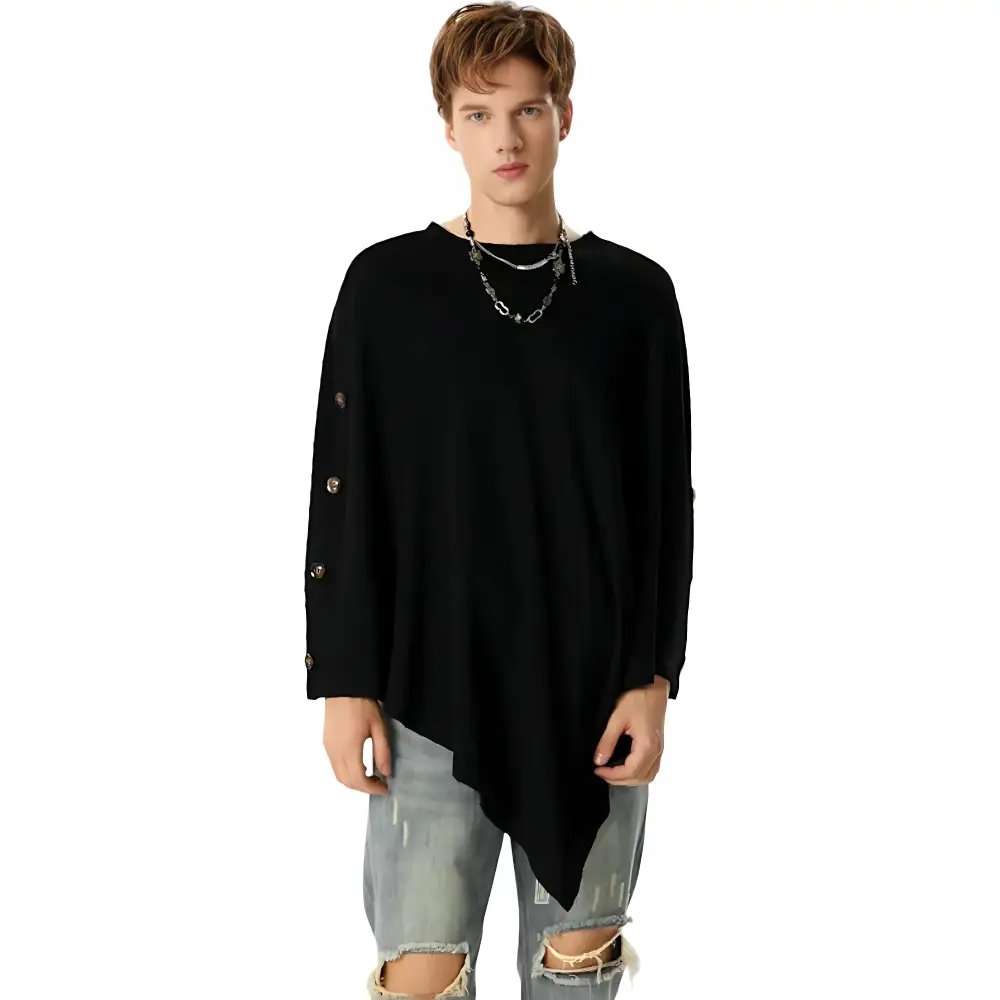 Poncho noir homme – Image 4