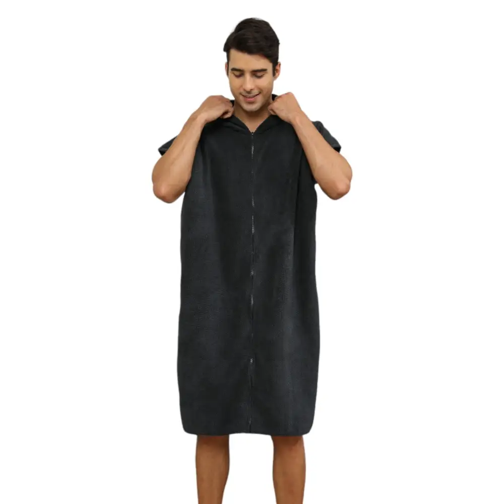 Poncho noir homme long – Image 3