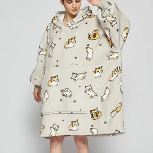 Poncho Polaire Femme Chat