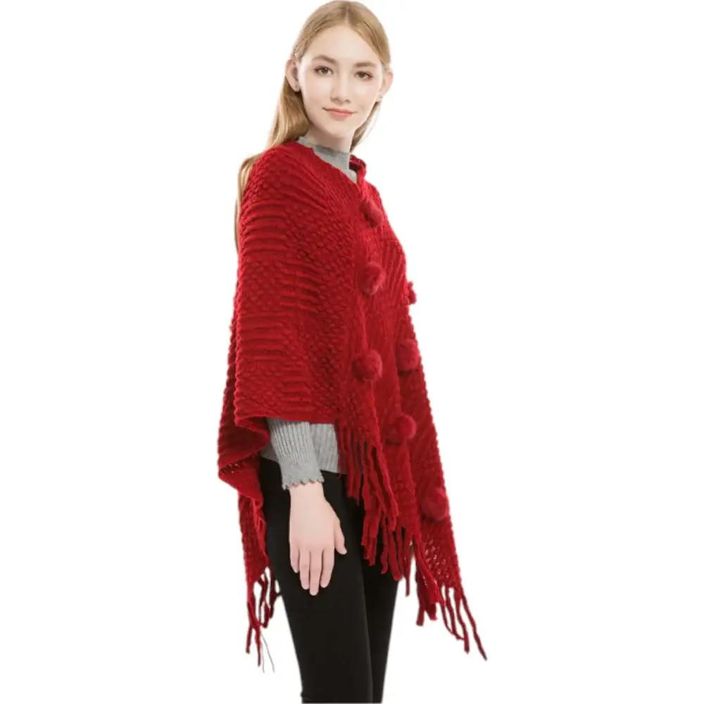 Poncho rouge femme – Image 3