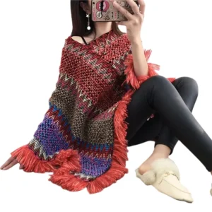 Poncho tricot  femme très chaud