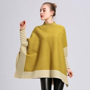 Poncho Rayures Femme Cachemire