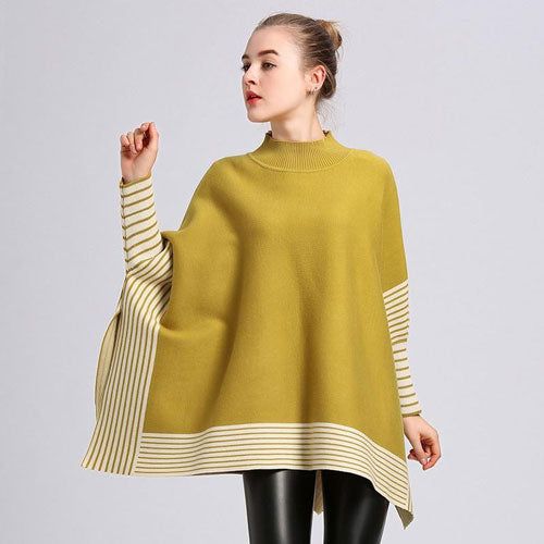 Poncho Rayures Femme Cachemire – Image 2