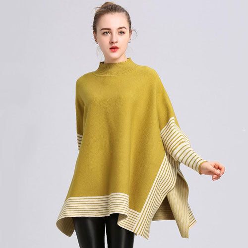 Poncho Rayures Femme Cachemire – Image 6