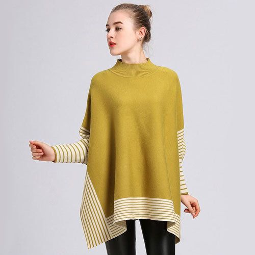 Poncho Rayures Femme Cachemire – Image 5