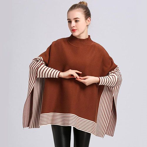 Poncho Rayures Femme Cachemire – Image 9