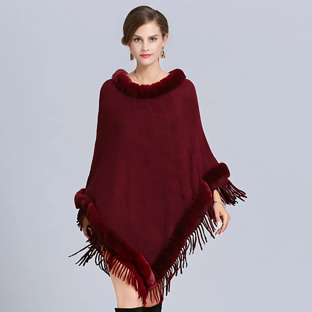 Pull poncho laine femme
