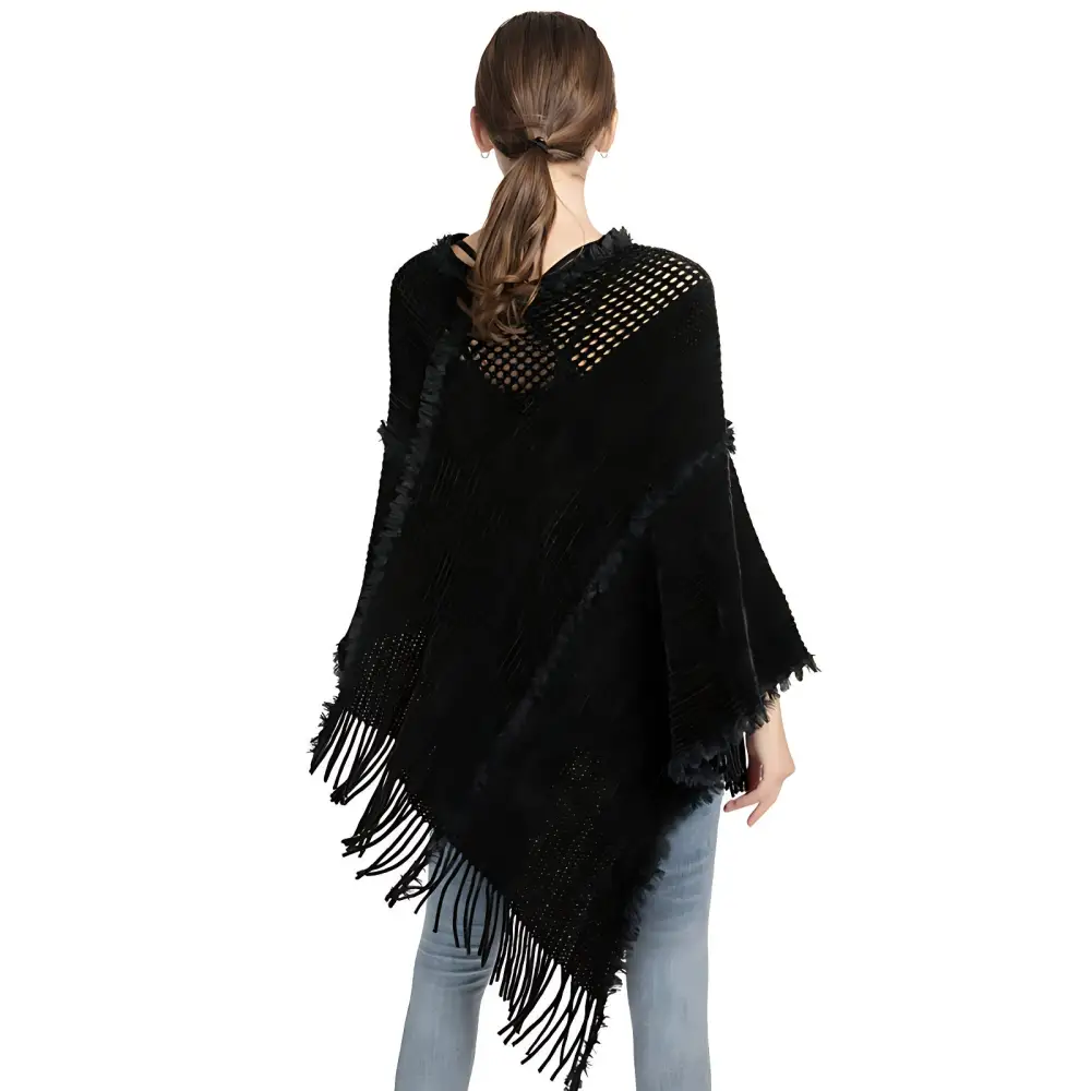 Pull poncho noir femme – Image 4