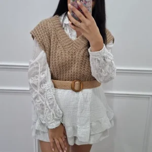 Pull Sans Manches Maille – Style & légèreté