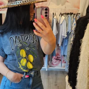 Top Citron Femme – Motif imprimé & coupe fluide