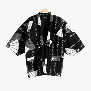 Veste Kimono Écriture Japonaise