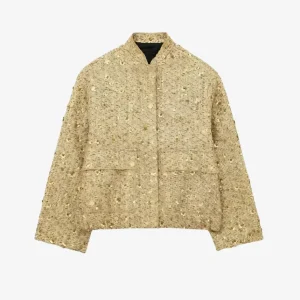 Veste Kimono Femme Doré à Paillettes