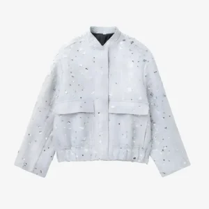 Veste Kimono Femme Grise à Paillettes