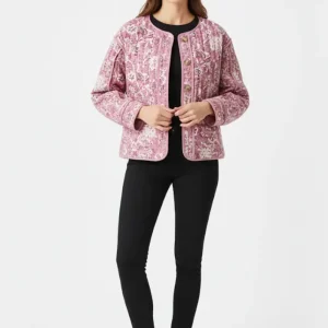 Veste Kimono Fleurs Rose