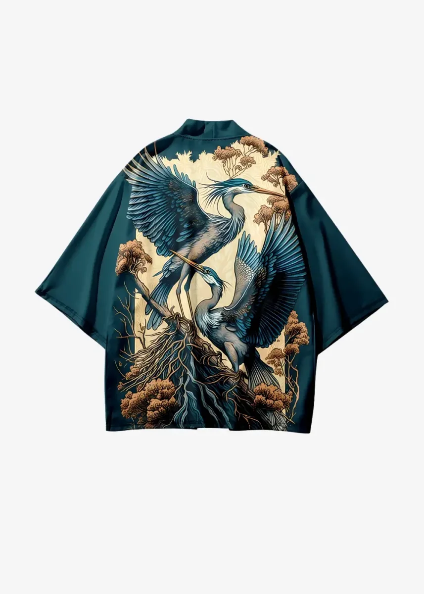 Veste Kimono Grues Bleues – Image 3