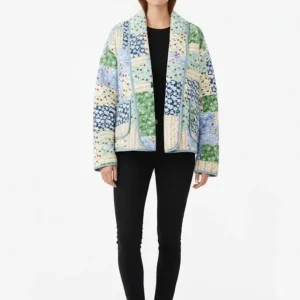 Veste Kimono Matelassée Femme Fleuri Colorée