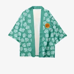 Veste Kimono Motif Feuilles d'été