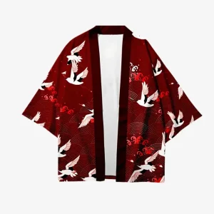 Veste Kimono Style Japonais Grues