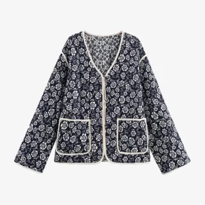 Veste Matelassée Kimono Fleuri