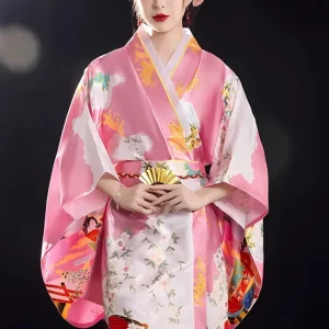 Yukata Kimono Femme Japonais Avec Obi